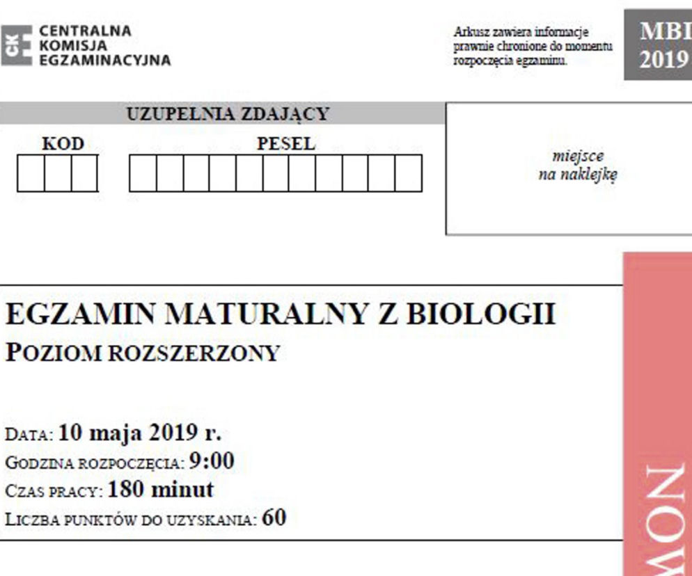 Matura 2019 biologia - poziom rozszerzony