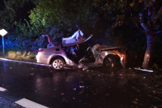 Horror w Rybniku! BMW rozbite na drzewie, młodzi ludzie uwięzieni. Nie żyje 19-latka!