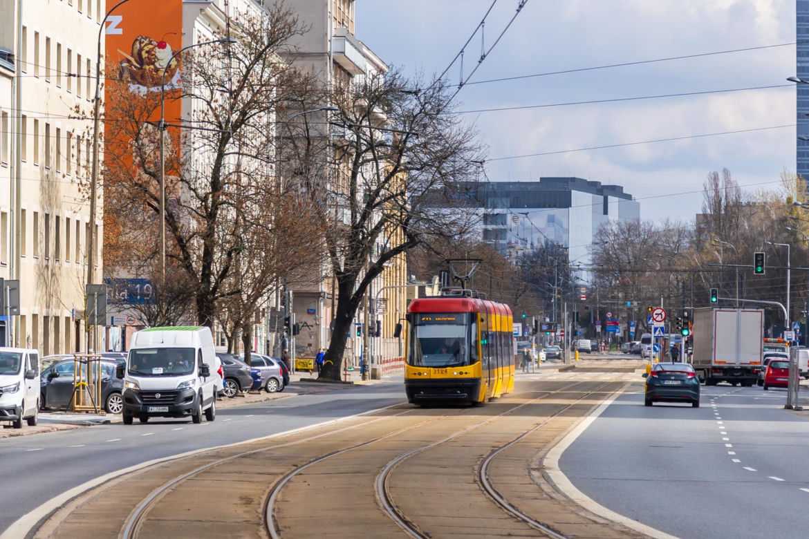 Tramwaj na Kasprzaka i Wolskiej w Warszawie