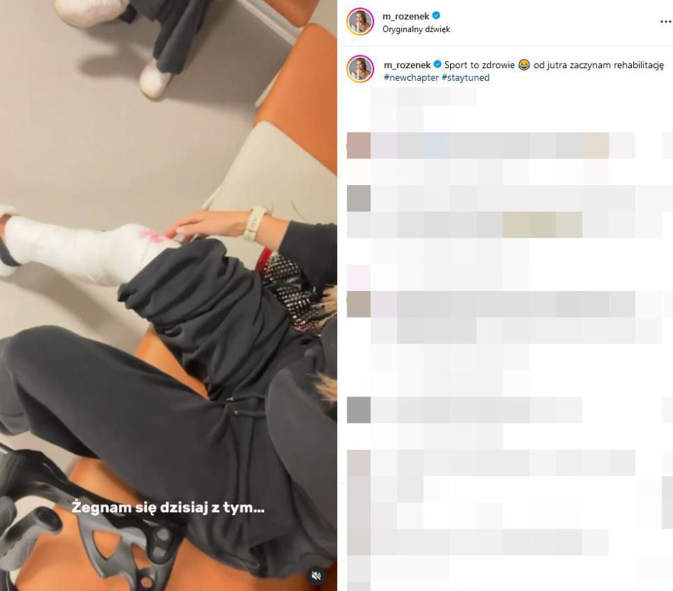 Gips Rozenek po wypadku żyje własnym życiem 