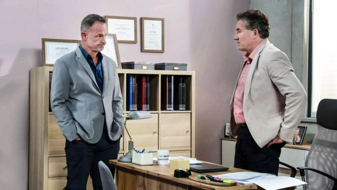 Pierwsza miłość odc. 4100. Bolesław (Dawid Zawadzki), Jakub Wenerski (Przemysław Sadowski)