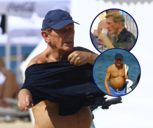 Jan Englert plażuje w Sopocie. Wystawił klatę do słońca niczym David Hasselhoff w „Słonecznym patrolu
