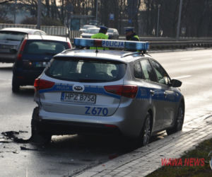 Kolizja potem wypadek z udziałem radiowozu na Wisłostradzie