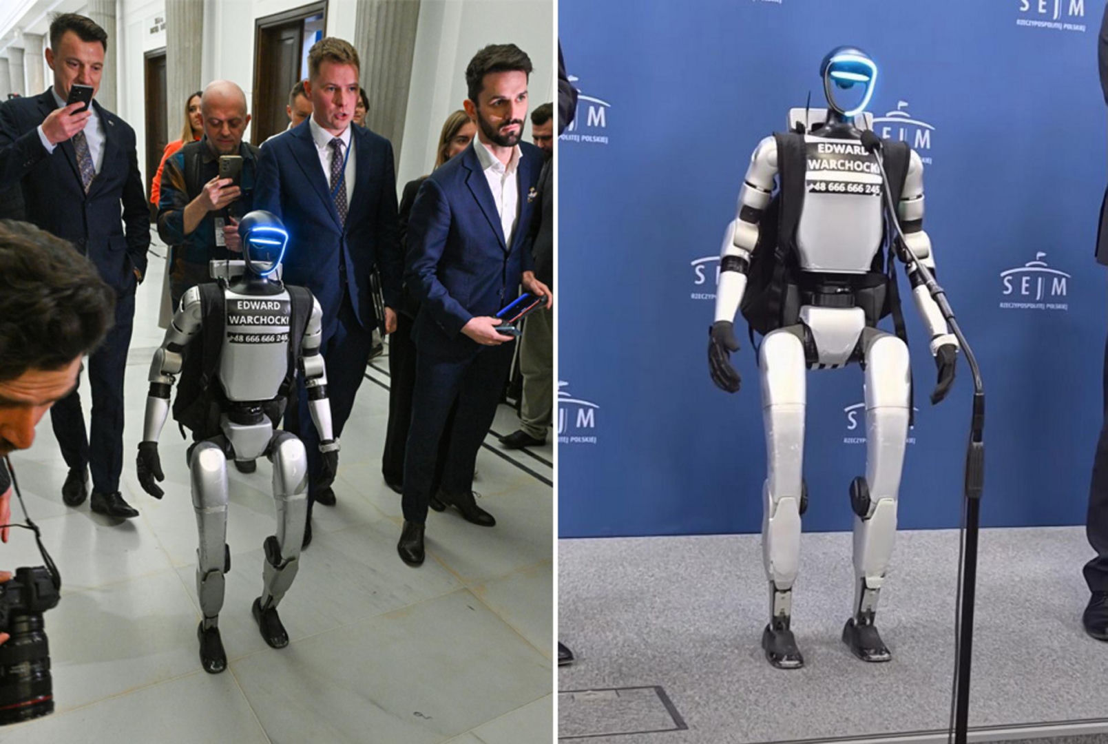 Nietypowy gość Konfederacji w Sejmie. Robot Edward Warchocki rozmawiał z politykami
