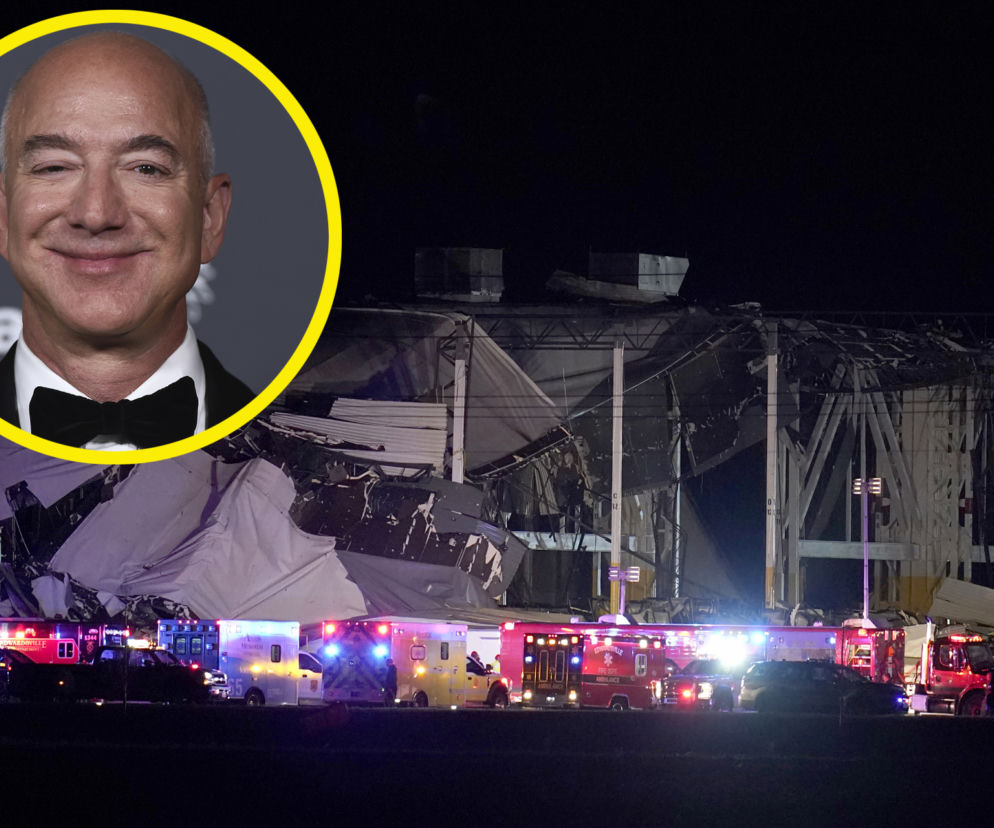 Jeff Bezos, tornado, zniszczony magazyn Amazon 