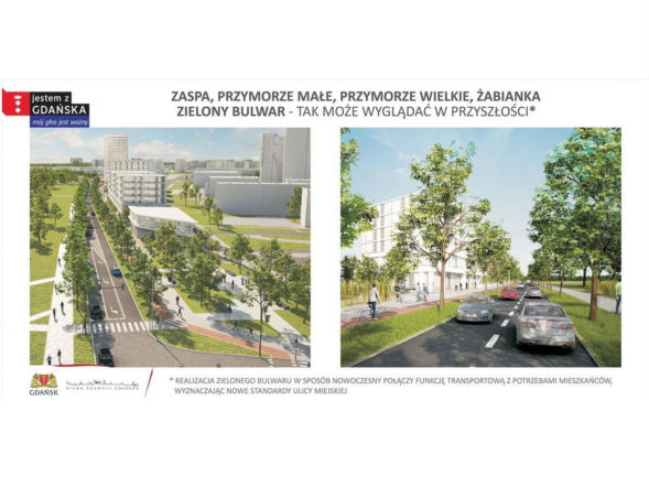 Wizja Zielonego Bulwaru w Gdańsku prezentowana w 2016 r.