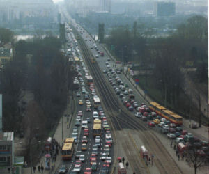 Widok na most Poniatowskiego z ronda Waszyngtona w 2000 r.