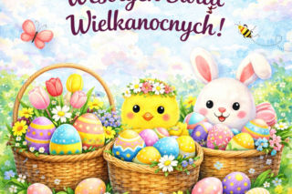 Grafiki i kartki na Wielkanoc 2026 z życzeniami! Piękne e-kartki do pobrania za darmo