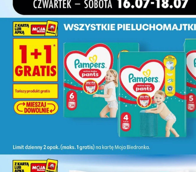 Pieluchomajtki Pampers Pants (wszystkie rodzaje), Zależna od produktu (Kup 2, płać za 1)