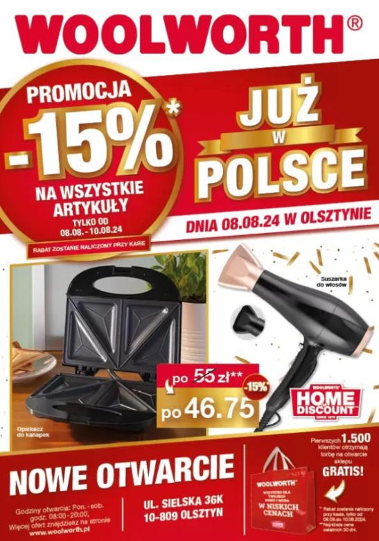   Pierwszy Woolworth już otwarty w Olsztynie. Darmowe torby, ogromna promocja na wszystkie produkty
