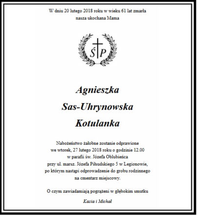 NIE ŻYJE Agnieszka Kotulanka