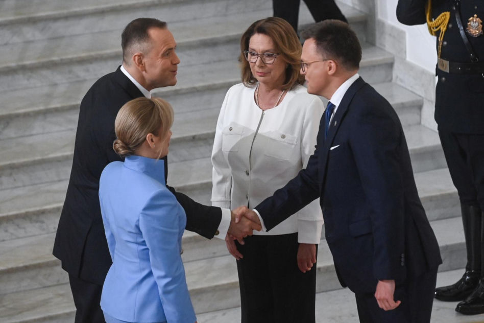  Karol Nawrocki, Marta Nawrocka, Szymon Hołownia i Małgorzata Kidawa-Błońska w Sejmie