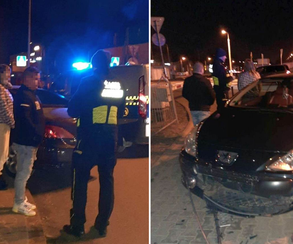 Pijany uczył piją jeździć samochodem. Drogowa demolka w Falenicy