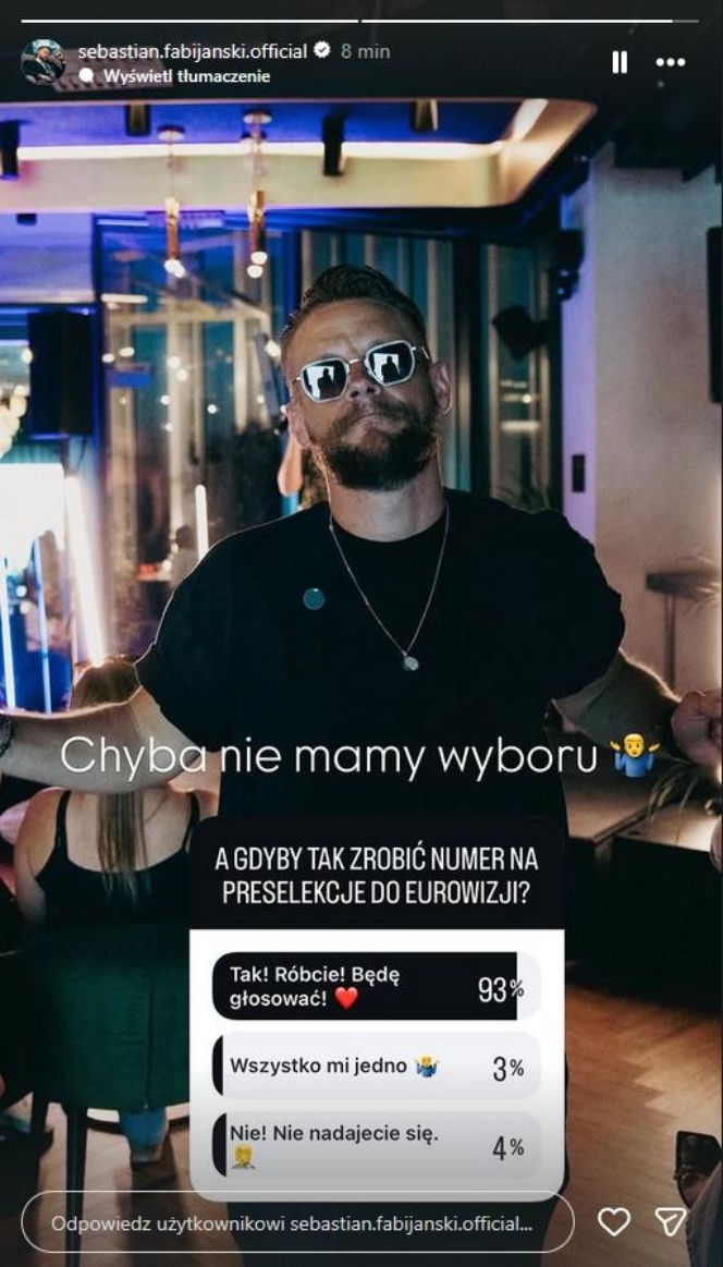Sebastian Fabijański chce na Eurowizję 2027