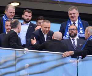 Karol Nawrocki wśród kibiców. Tak wyglądał na meczu