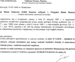 Majątek Tadeusza Ferenca, prezydenta Rzeszowa. Ile zgromadził?