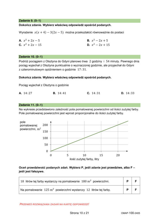 Egzamin ósmoklasisty 2024 - MATEMATYKA