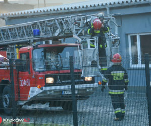 Pożar nad Drwiną w Krakowie