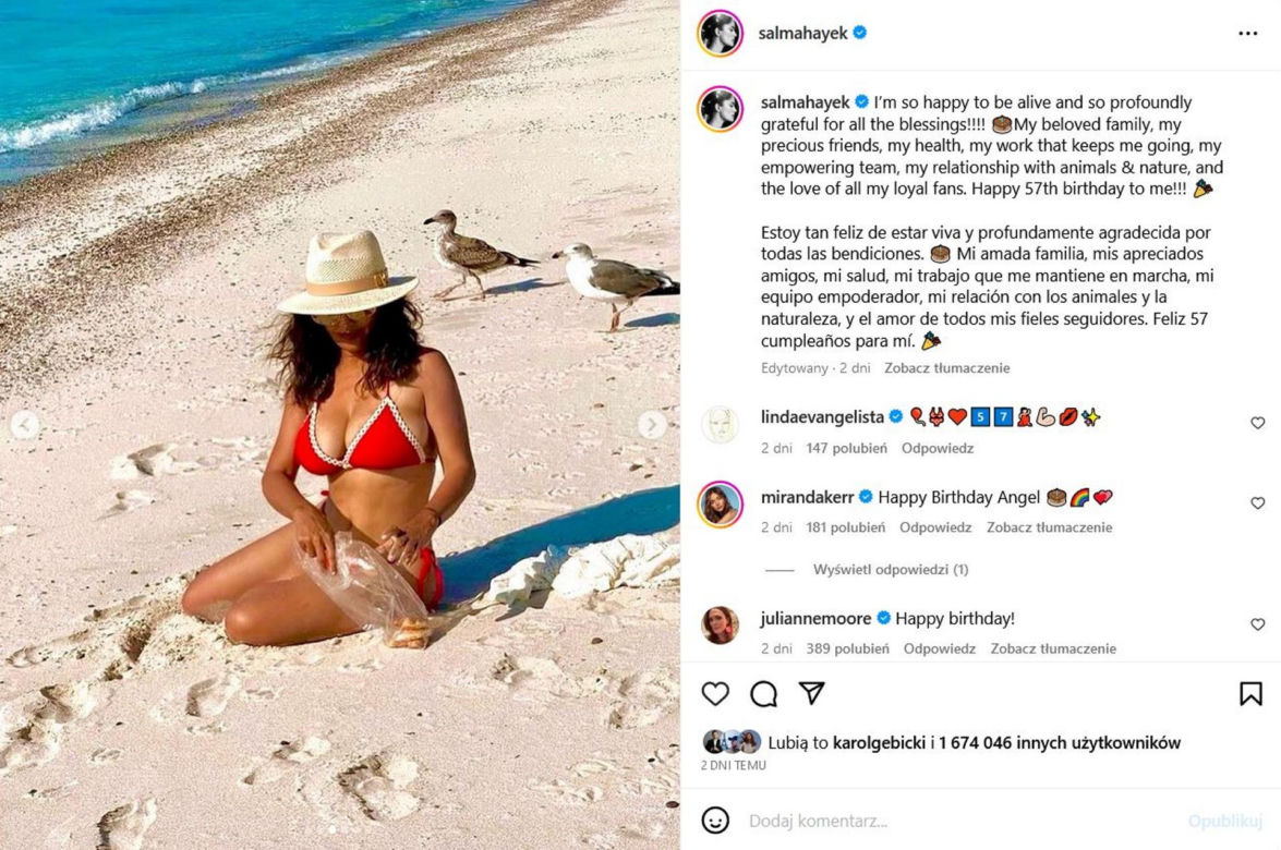 Szok! Salma Hayek kończy 57 lat. Nowe zdjęcie jest tym najgorętszym