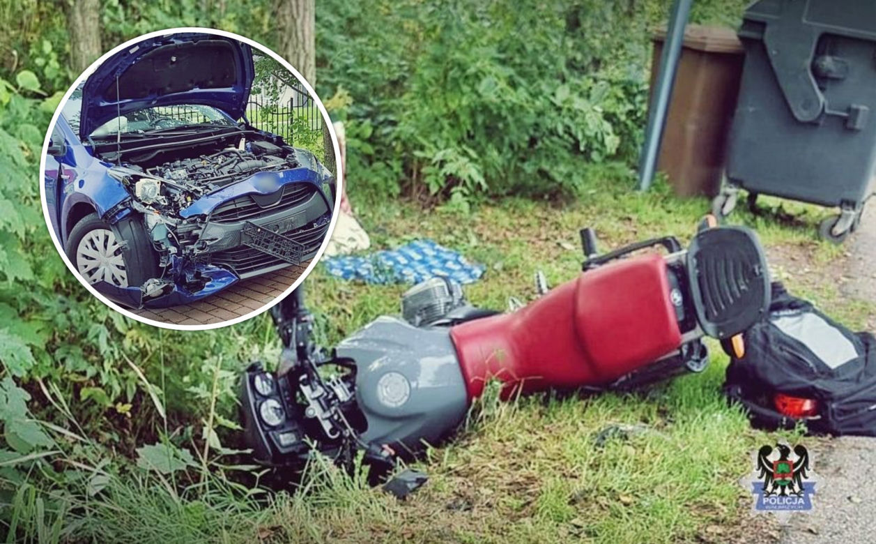 Młody kierowca nie zauważył motocyklisty