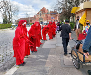 PRZERAŻAJĄCA manifestacja w centrum miasta! Milczący protest przypomniał o masowym wymieraniu [ZDJĘCIA]