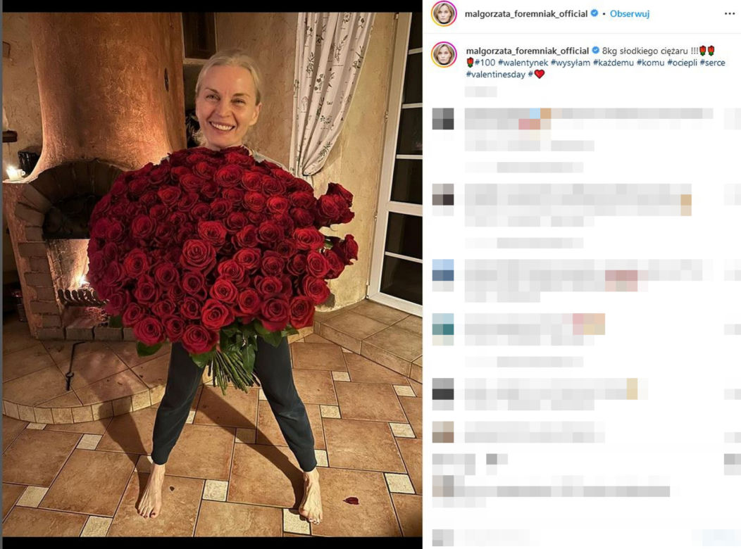 Małgorzata Foremniak dostała 8 kg róż