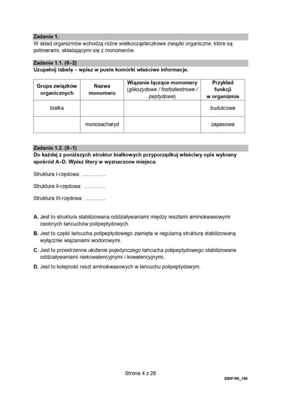 Biologia arkusze MATURA 2024 rozszerzenie FORMUŁA 2015