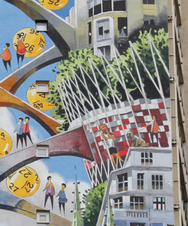 Mural na Pradze. Powstał na jubileusz 65-lecia Totalizatora Sportowego