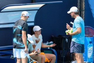 Iga Świątek i Wim Fissette w Miami