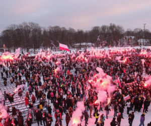 Prezydent na Jasnej Górze wśród kibiców. Podziękował za obronę  hasła „Bóg, Honor, Ojczyzna”