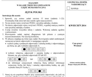 EGZAMIN GIMNAZJALNY 2014 POLSKI: ARKUSZE, ODPOWIEDZI - OFICJALNE Z CKE