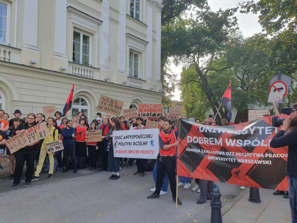Protest studentów na Uniwersytecie Warszawskim