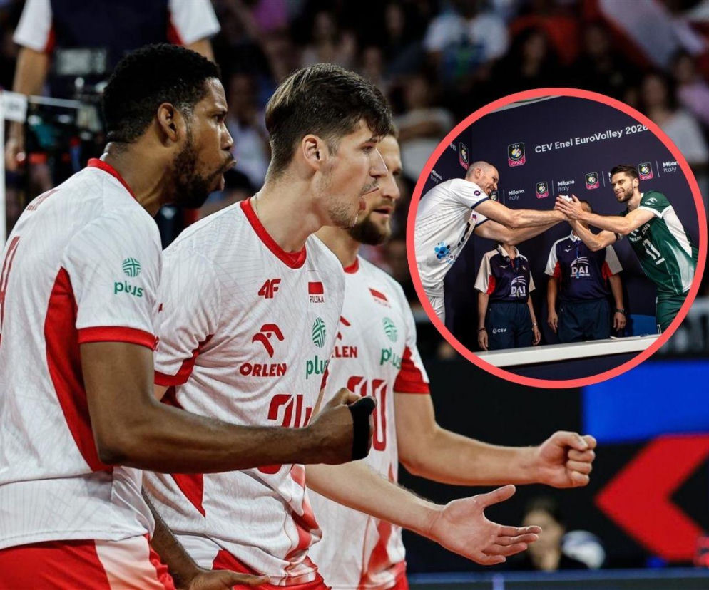 Polscy siatkarze cieszą się na boisku. Na miniaturze przywitanie kapitanów. O meczu ze Słowenią czytaj w SE Supersport.