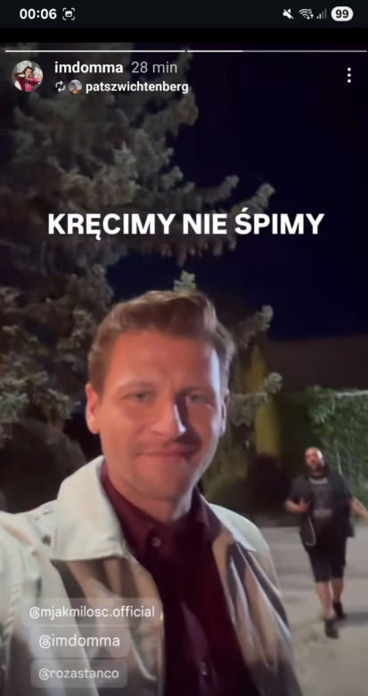 M jak miłość nowy sezon. Adam Karski (Patryk Szwichtenberg) na planie