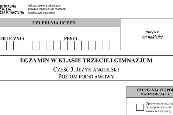 Egzamin Gimnazjalny 2017 - ANGIELSKI. Arkusze, zadania, odpowiedzi 21.04.17