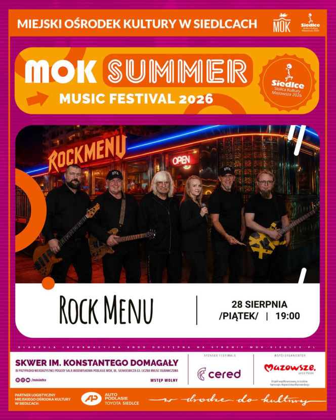 Koncert zespołu Rock Menu za zakończenie cyklu MOK Summer Music Festival 2026