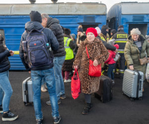 Ukraina. Pociąg z Lwowa z ukraińskimi uchodźcami