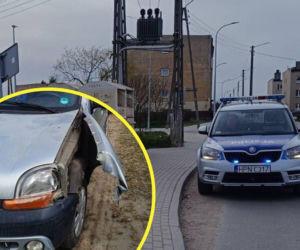 Na widok radiowozu stracił panowanie i rozbił auto. Nie powinien w ogóle prowadzić [ZDJĘCIA]