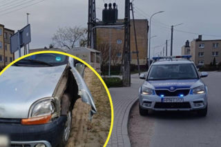 Na widok radiowozu stracił panowanie i rozbił auto. Nie powinien w ogóle prowadzić [ZDJĘCIA]