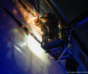 Pożar hali produkcyjnej w miejscowości Aleksandria Pierwsza