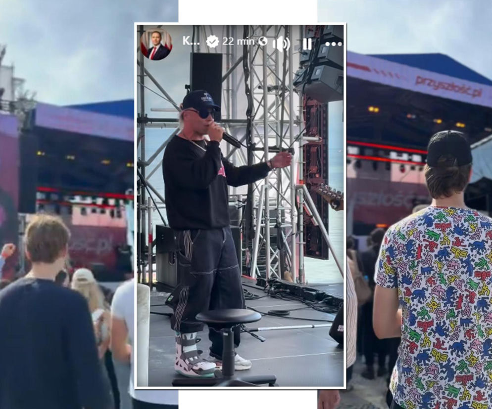 Skolim śpiewa na scenie w Juracie z ortezą na nodze. O kulisach koncertu u Karola Nawrockiego przeczytasz na SE.
