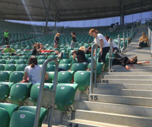Ćwiczenia służb na wrocławskim stadionie