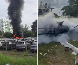 Zderzenie dwóch helikopterów, nie żyje sześć osób! Spadły na osiedle i parking!