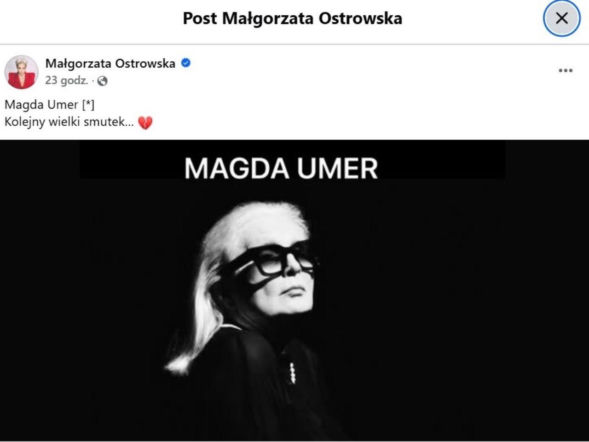 Małgorzata Ostrowska żegna Magdę Umer