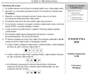 Egzamin gimnazjalny 2018 - część matematyczna
