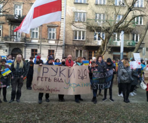 Protesty przed kosulatem rosyjskim w Krakowie