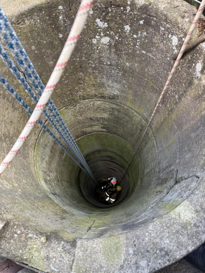 Mruczek wpadł do starej studni. Rozpaczliwym miauczeniem wołał pomocy