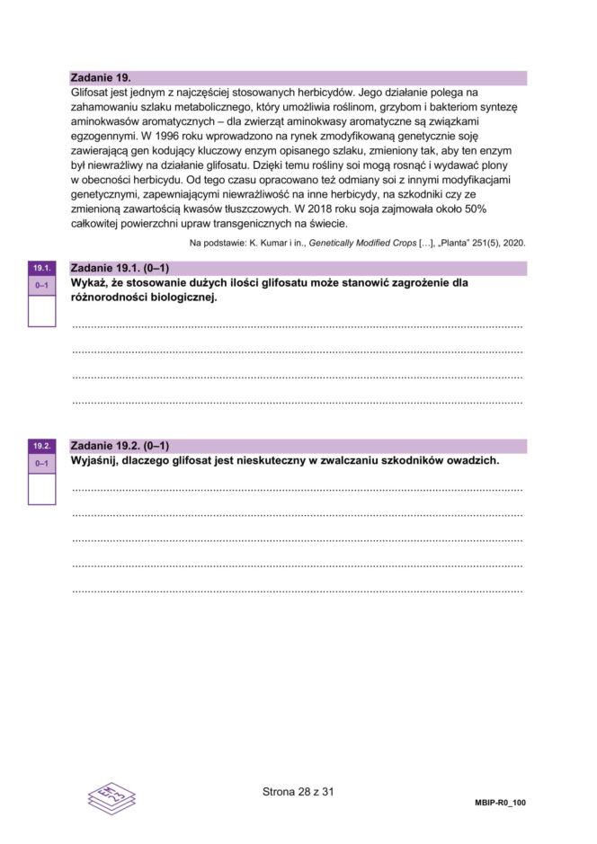 Arkusze matura próbna z biologii 14.01.2026