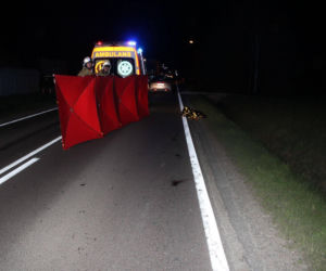 Osobowe Audi potrąciło mężczyznę. Śmiertelny wypadek na DK73 w Brniu