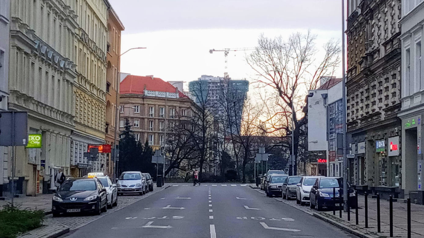 Puste ulice w Szczecinie